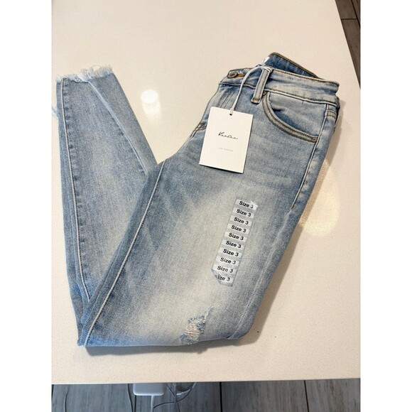 NWT Kancan Light Blue Distressed High Waisted Skinny Jeans Size 3/25 - Picture 1 of 7